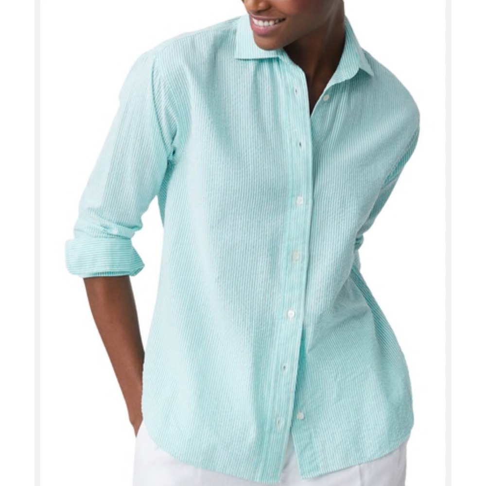 J.McLaughlin Striped Button Down Shirt Womens Small 100% Cotton Blue White